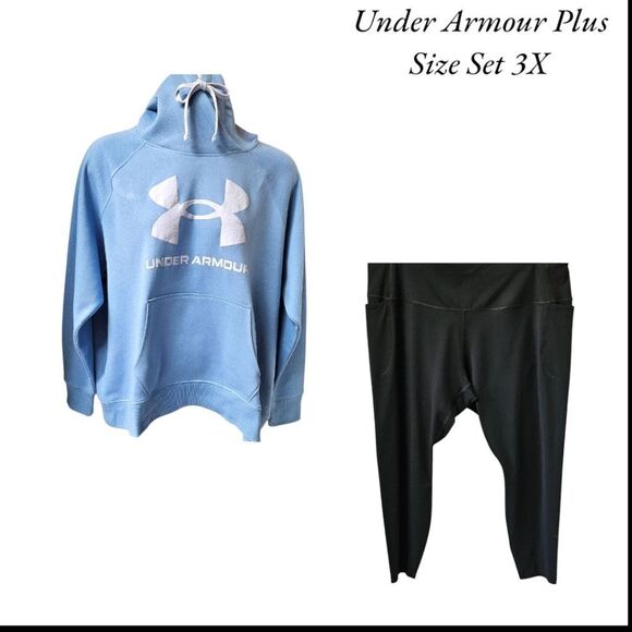 Under Armour Plus Rival Fleece Sweatshirt & UA Meridian Fitted Leggings Set 3X - Picture 13 of 16